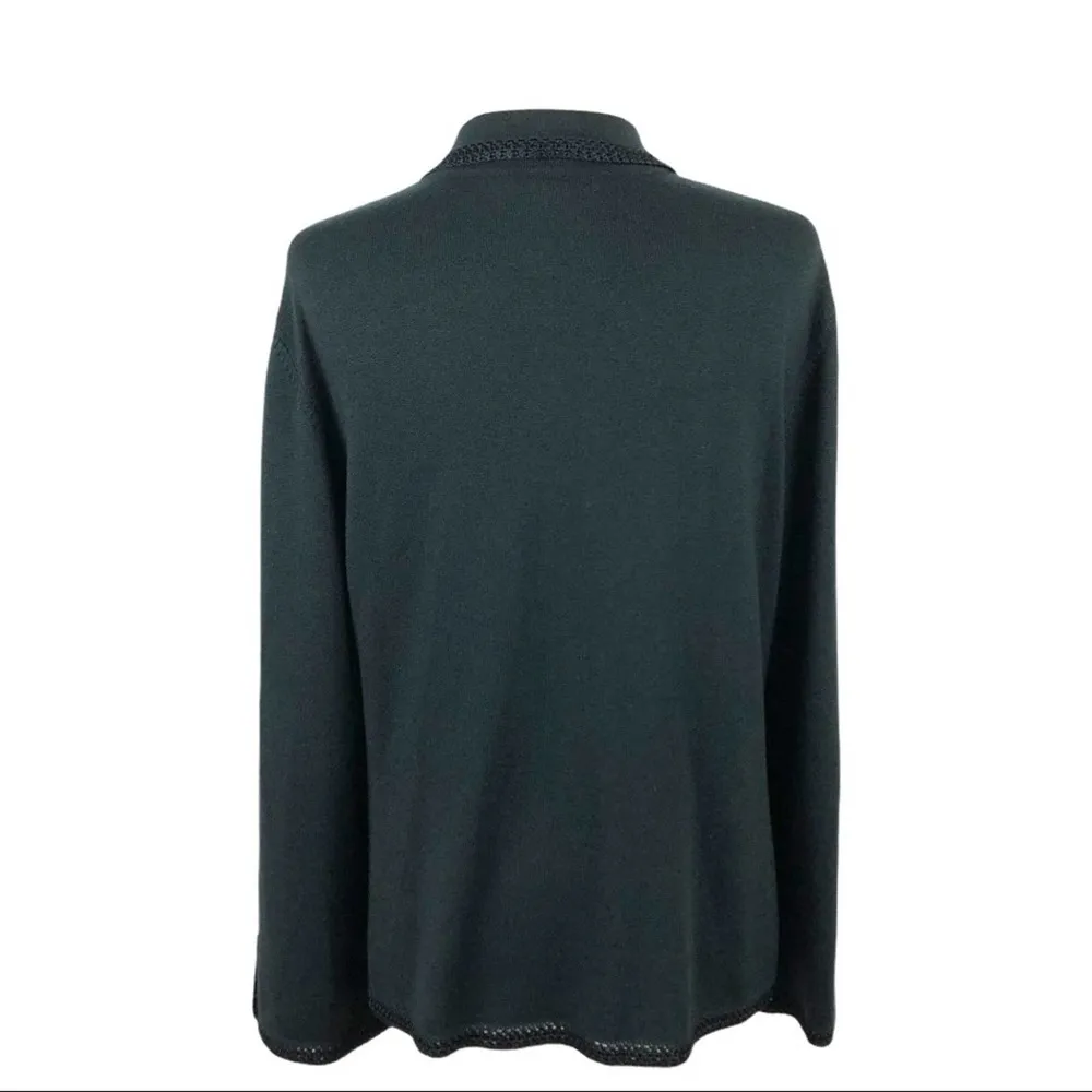 Etcetera Black Knit Silk/Cashmere blend Granny Cardigan with Crochet Trim XL - Image 9