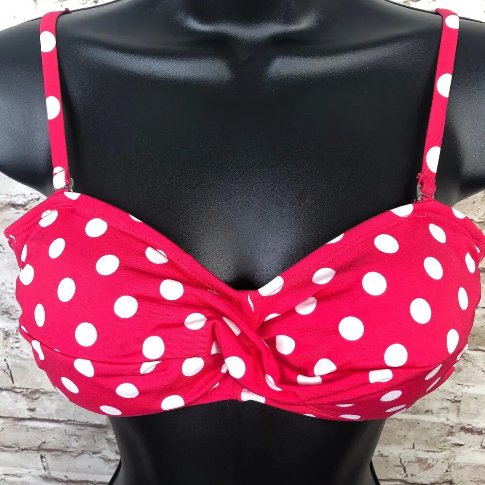 NEW Apt. 9 Womens M Pink Polka Dot Bandeau Bikini Swim Top - Image 6