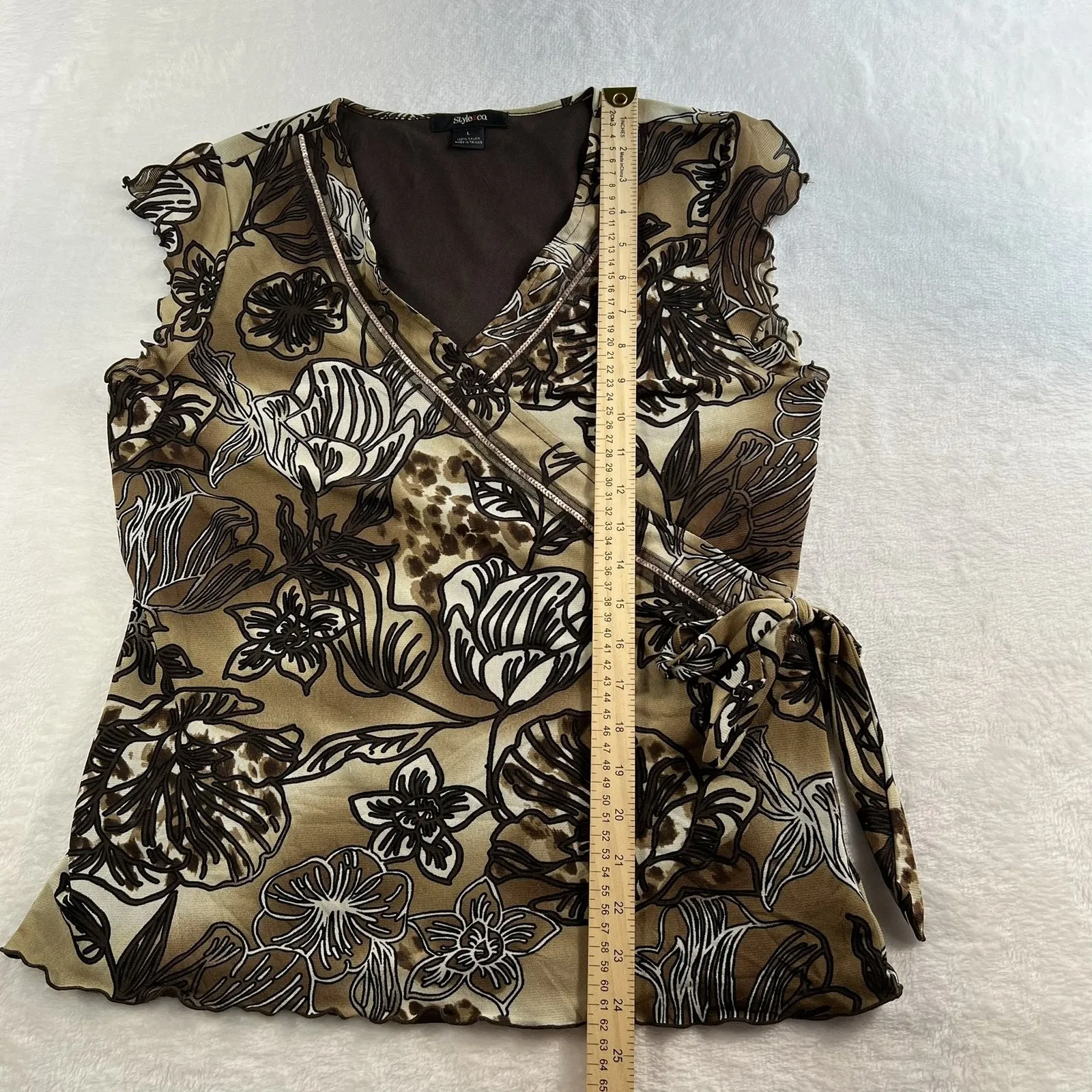 Vtg Y2K Babydoll L Large Top Cap Sleeve Fairy Grunge Whimsigoth Goblincore Brown - Image 8