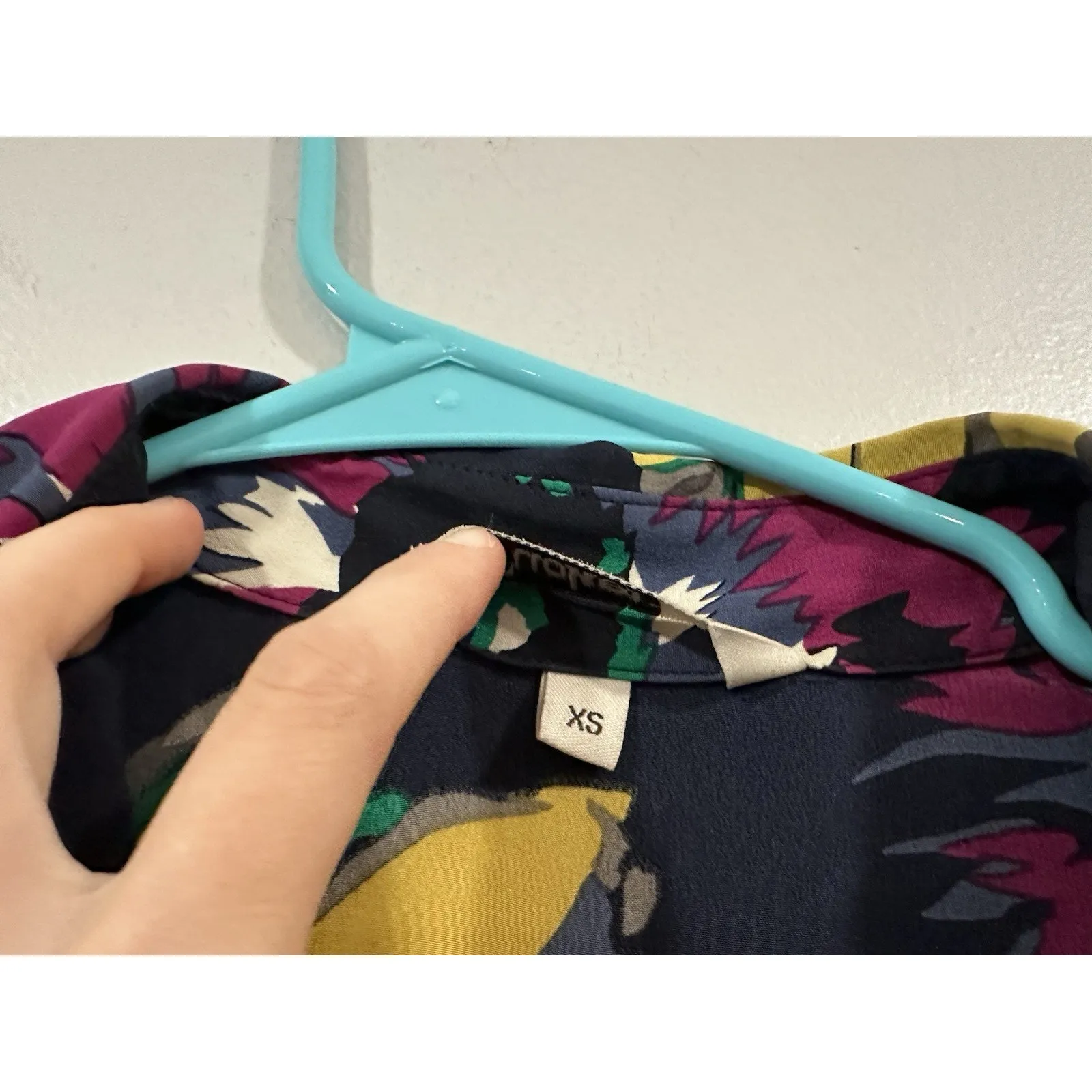 Tucker Silk Crepe de Chine Floral Collared Long Sleeve Dress XS - Image 5