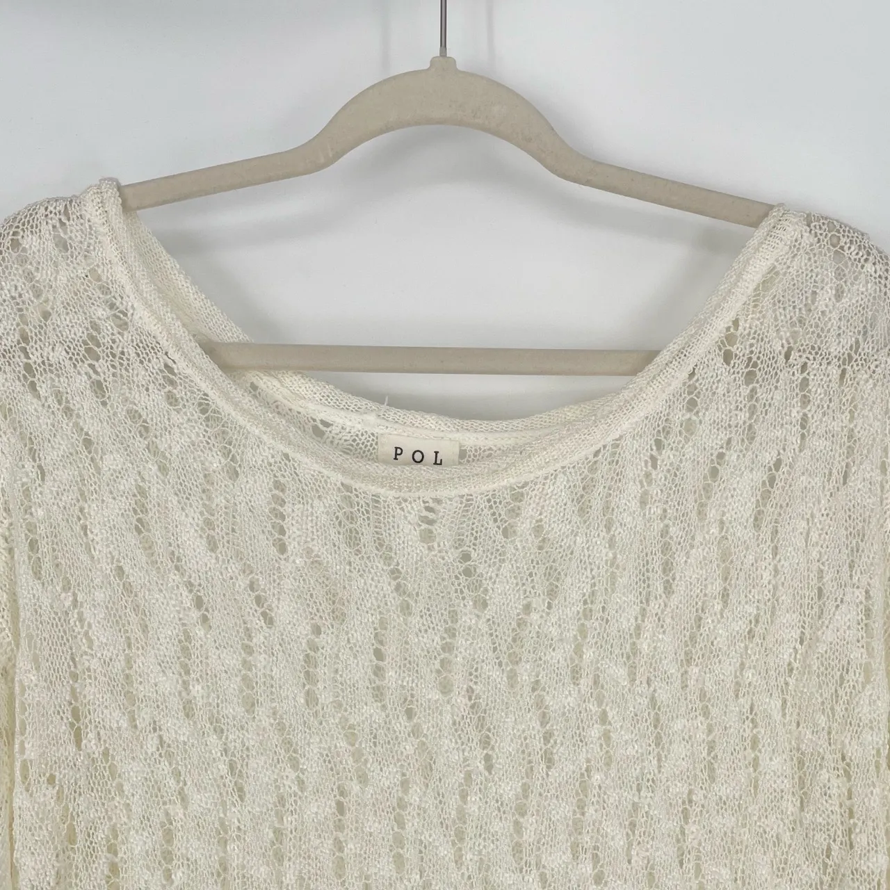 POL Women's Ivory Textured Loose Knit High Low Hem‎ Pullover Sweater Size Medium - Image 7