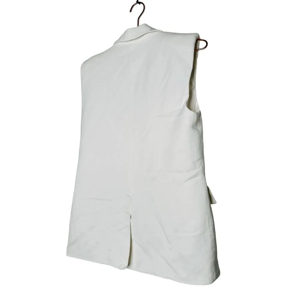 ENDLESS ROSE White Linen Blend Front Button Oversized Vest Blazer Size XS - Image 10