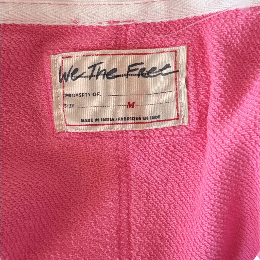 FREE PEOPLE We The Free Pink Clean Prep Polo Long Sleeve Oversized Size M - Image 8
