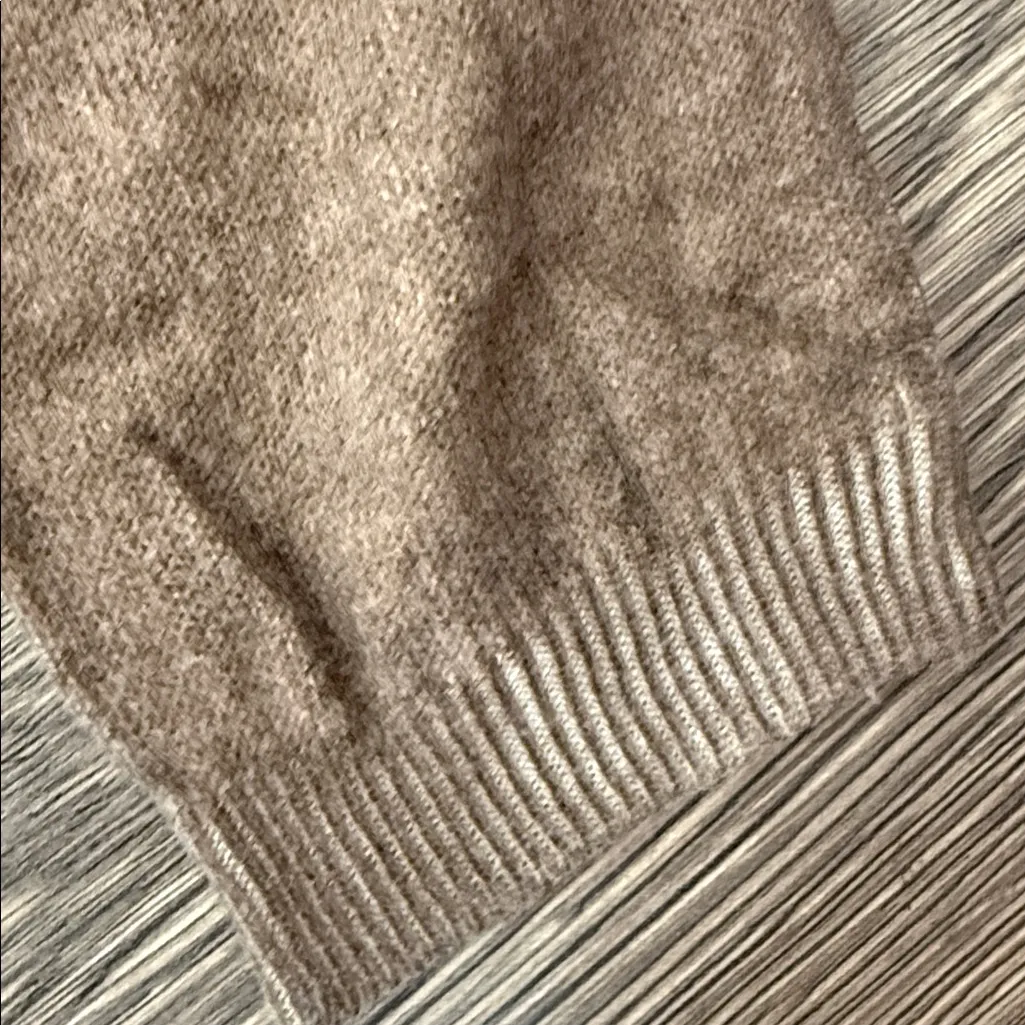 Beige Knit Sweater made in Italy with sequin angel wings on it he back medium Tan - Image 8