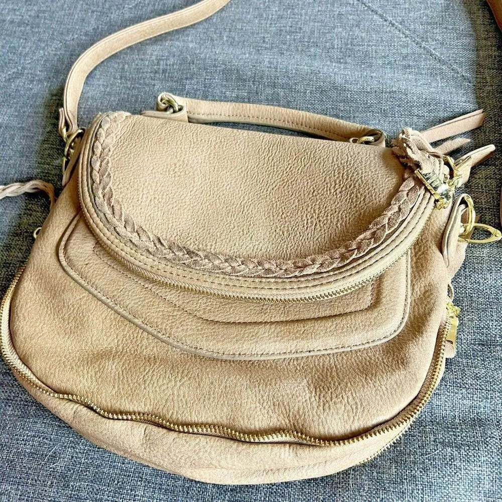 Steve Madden Crossbody Bag Tan Saddle Messenger Handbag Purse Faux Leather Suede - Image 14