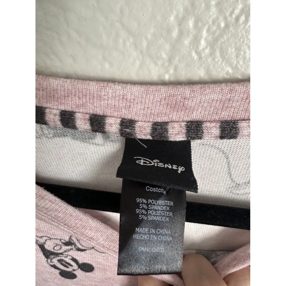 Disney Shirt Womens Small Mickey Minnie Mouse Long Sleeve Pullover Pajama Cute - Image 3