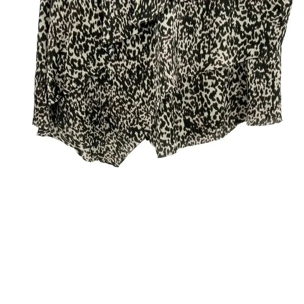 IRO Roya Leopard Silk Mini Skirt Ecru Black Brown‎ Size 38 / US 6 - Image 5
