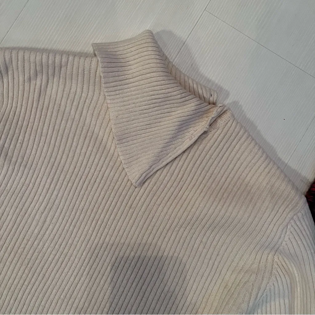 Orvis fold over turtleneck sweater oat cream wool - Image 7