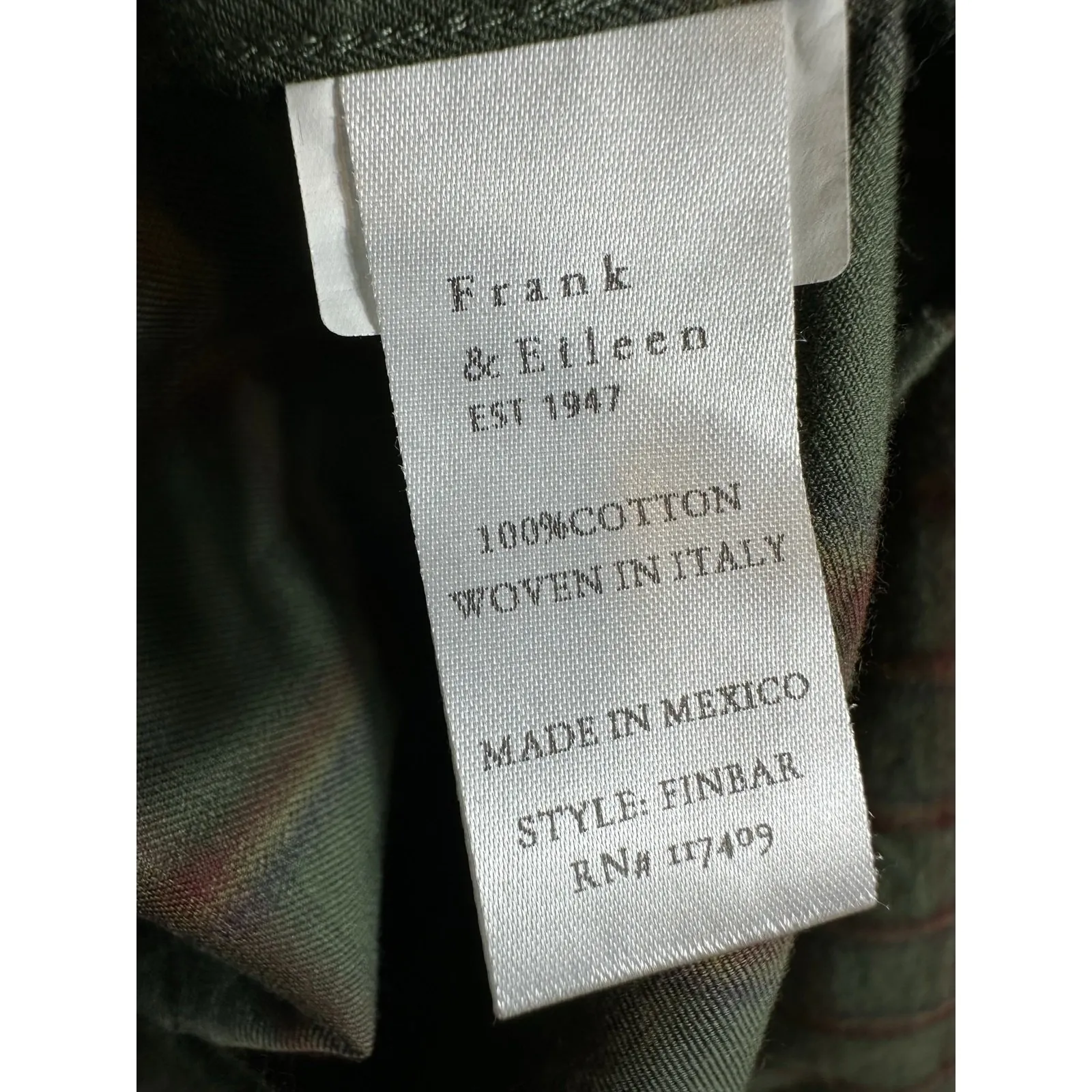 Frank & Eileen Finbar Plaid Flannel Shirt Size Small Green Relaxed Button Down - Image 9