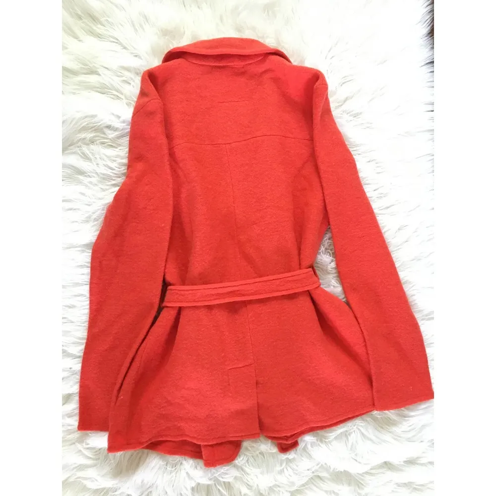 anthropologie anthro sparrow celesta boiled wool orange sweater jacket medium - Image 5