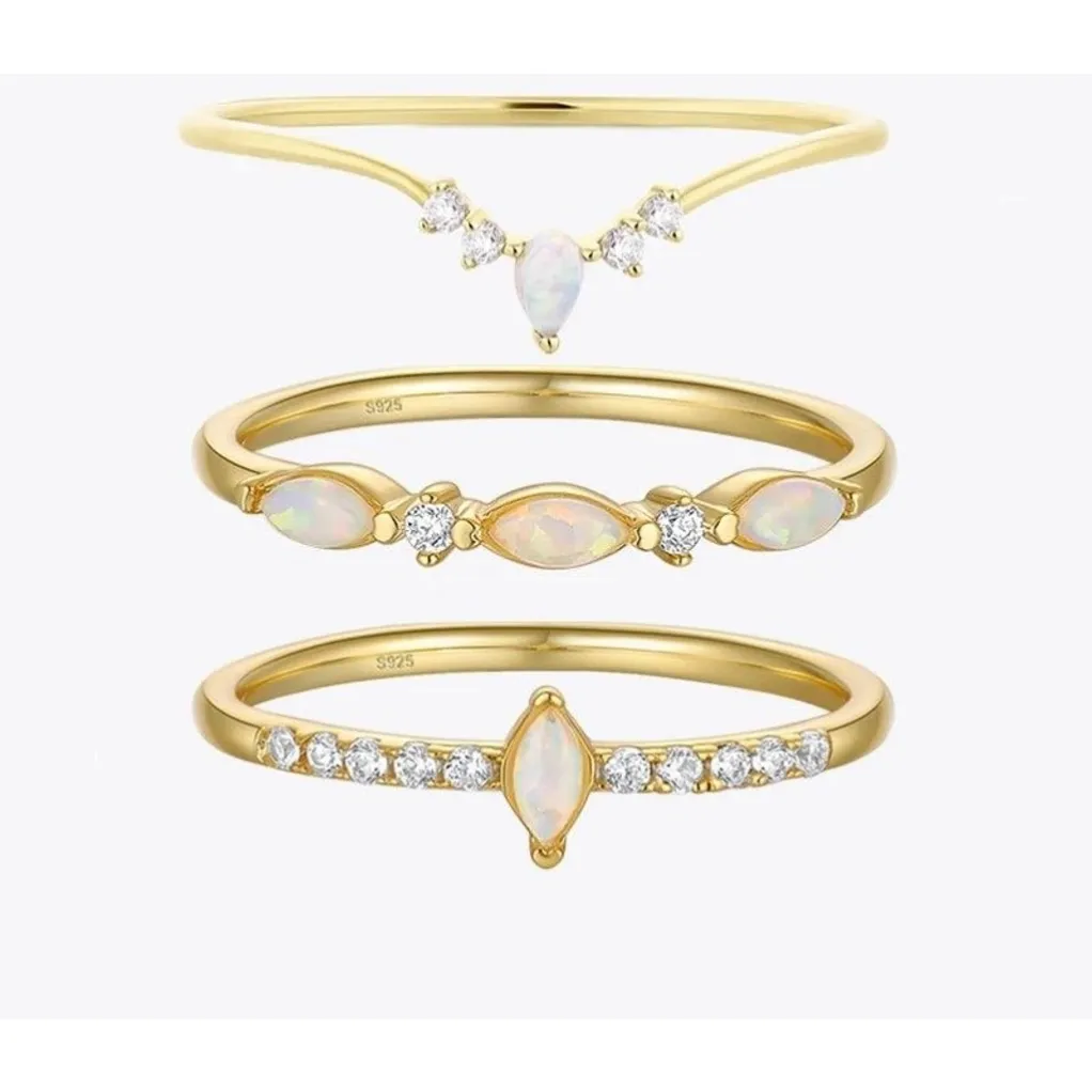 NEW Beautiful Chevron Opal Synthetic Diamond Ring, Pretty Pearl Ring, Size 6 - Image 9