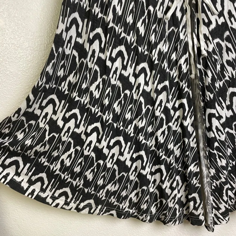 Bryn Walker Jersey Sleeveless Jacket Large Black White Printed Lightweight Rayon - Image 3