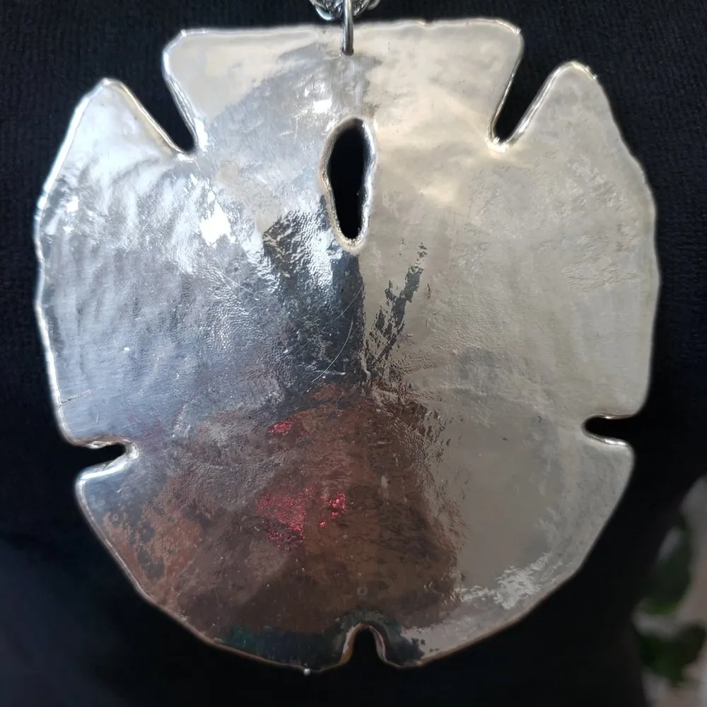 Womens Fashion Sand Dollar Pendant Pewter Necklace with Lobster Clasp - Image 3