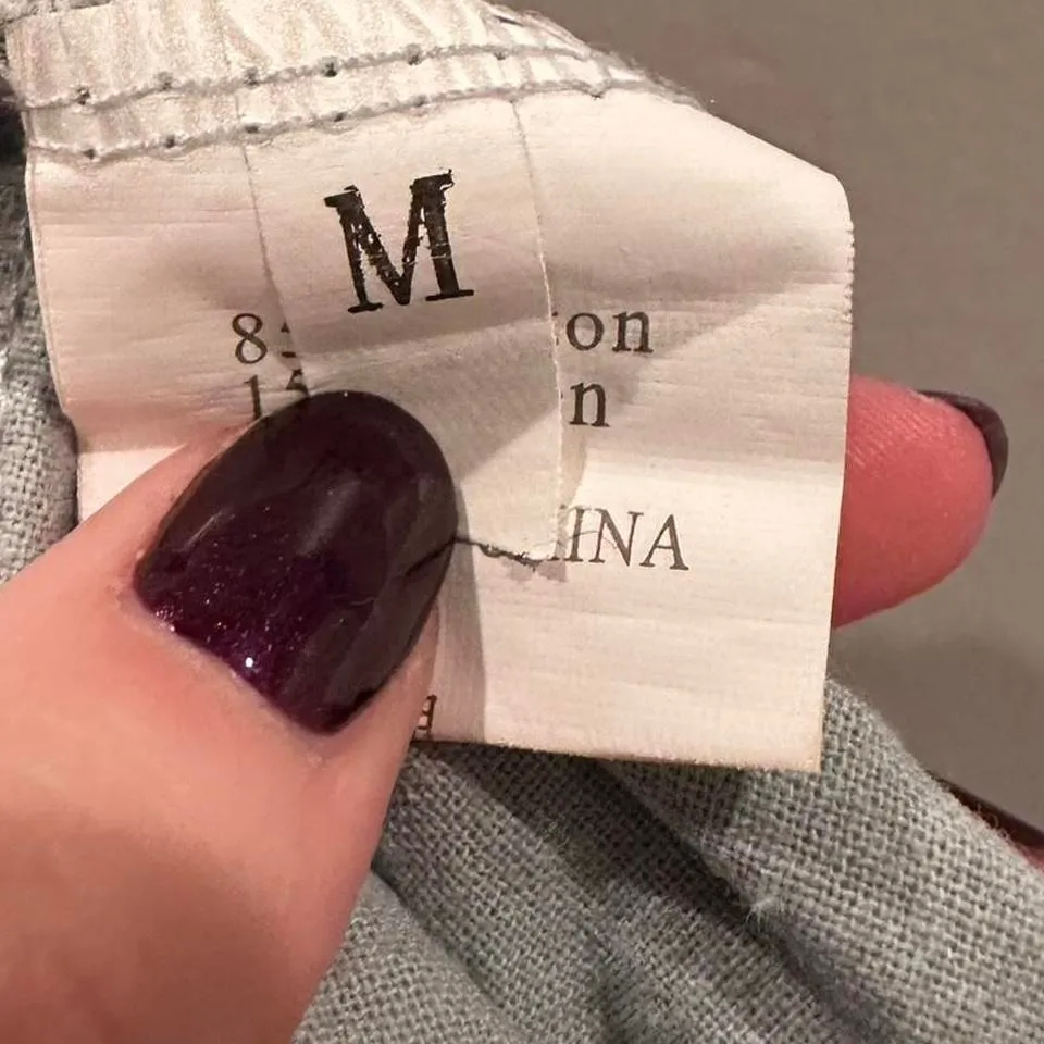 Light Blue Fish Pattern Jumpsuit Overalls Cotton Linen Boho Hippie Medium - Image 3