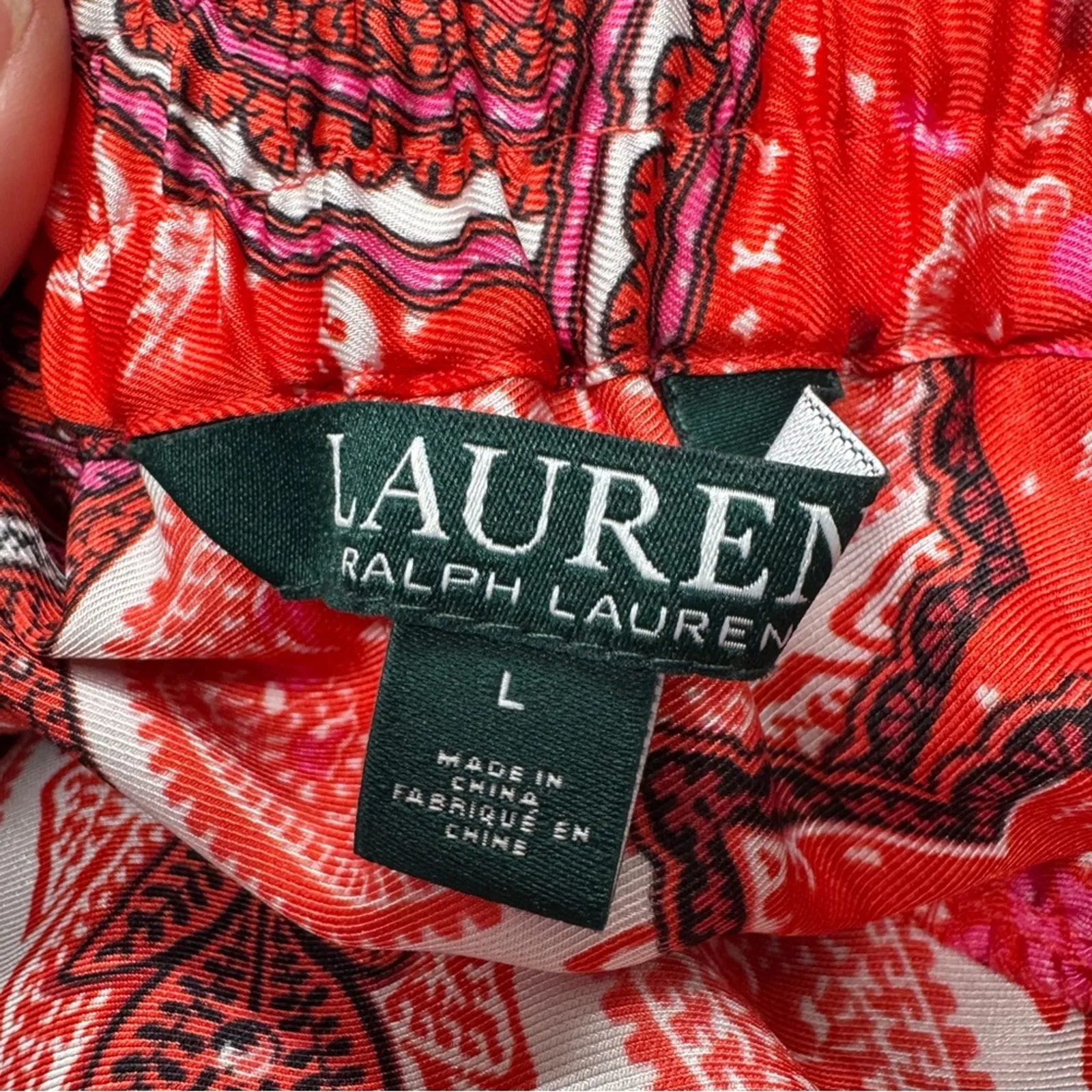 Lauren Ralph Lauren Red Paisley Tiered Maxi Skirt Womens L Prairie Boho Circle - Image 6