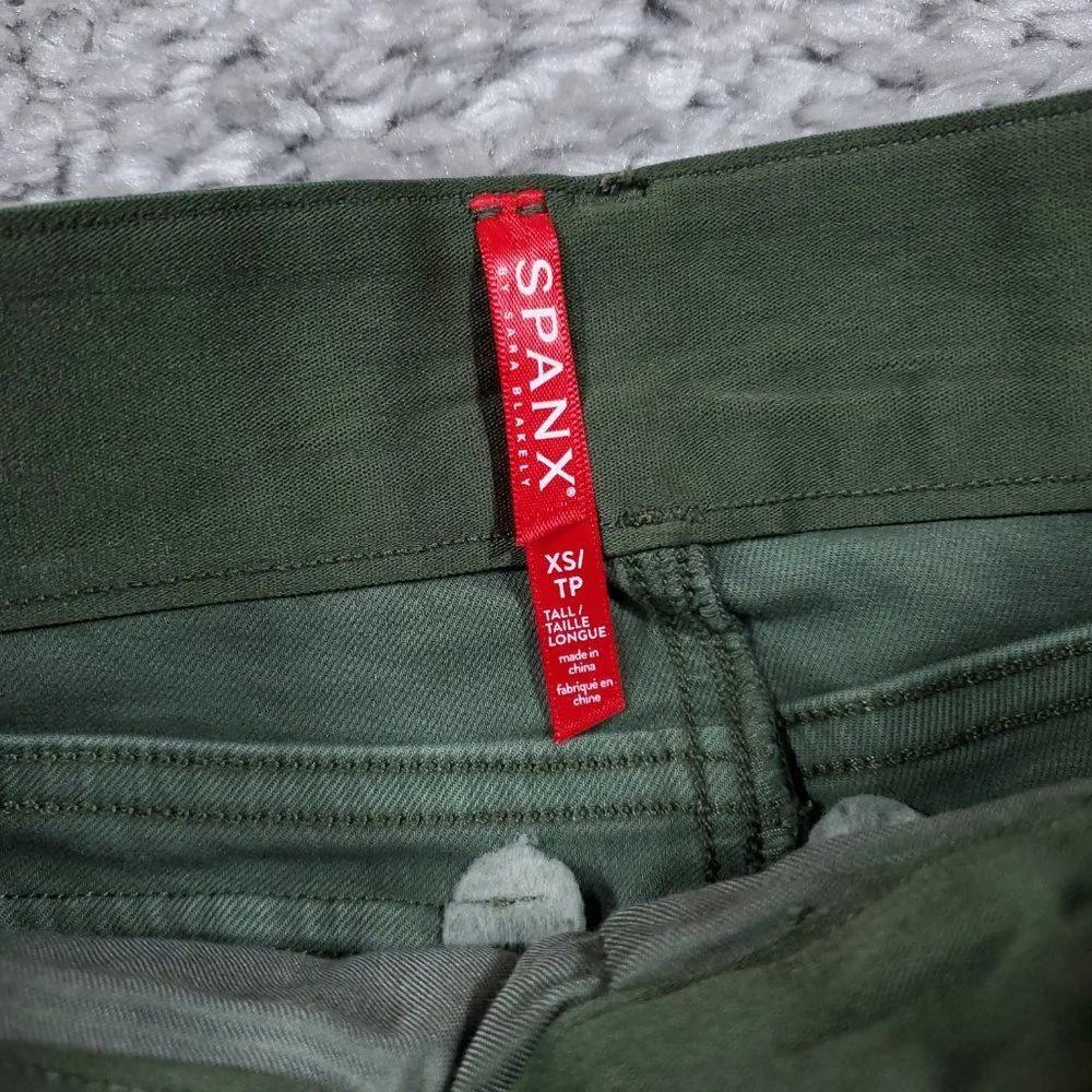 Spanx READ  Tall Stretch Twill Ankle Cargo Pant Women's Size XS Green Pull On - Image 7
