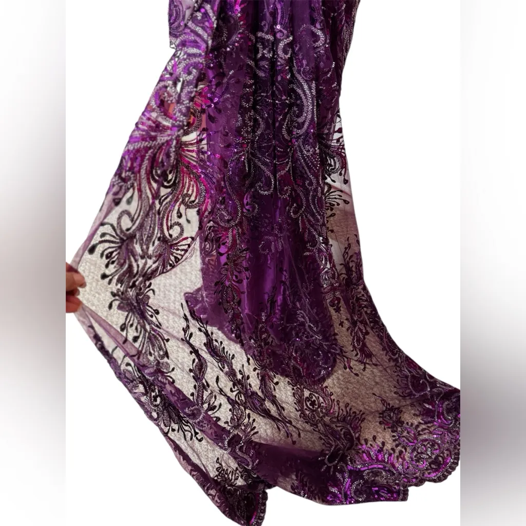 Unbranded Glamorous Elegant Purple Sequined/Jeweled Evening Formal Gown Size XL - Image 9