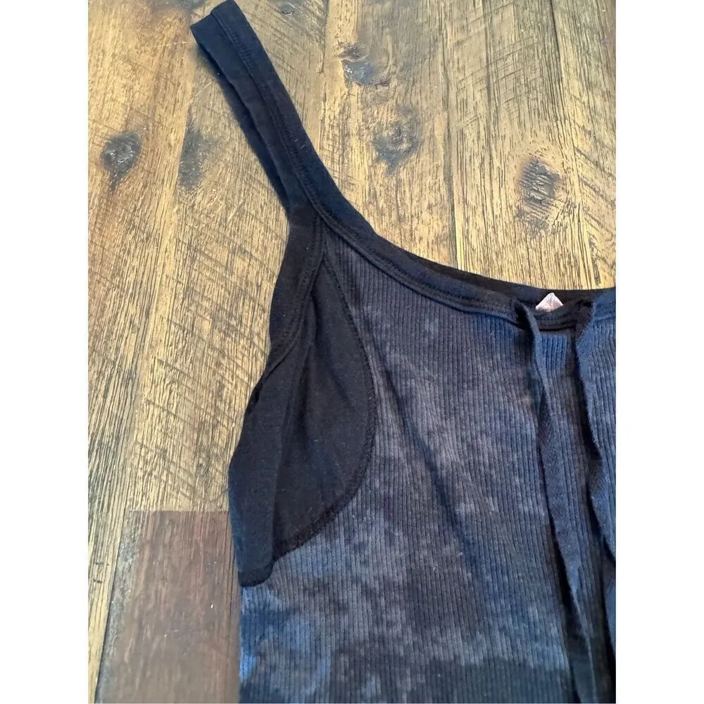 Free people tank top size xs acid wash body con long lined tie front - Image 3