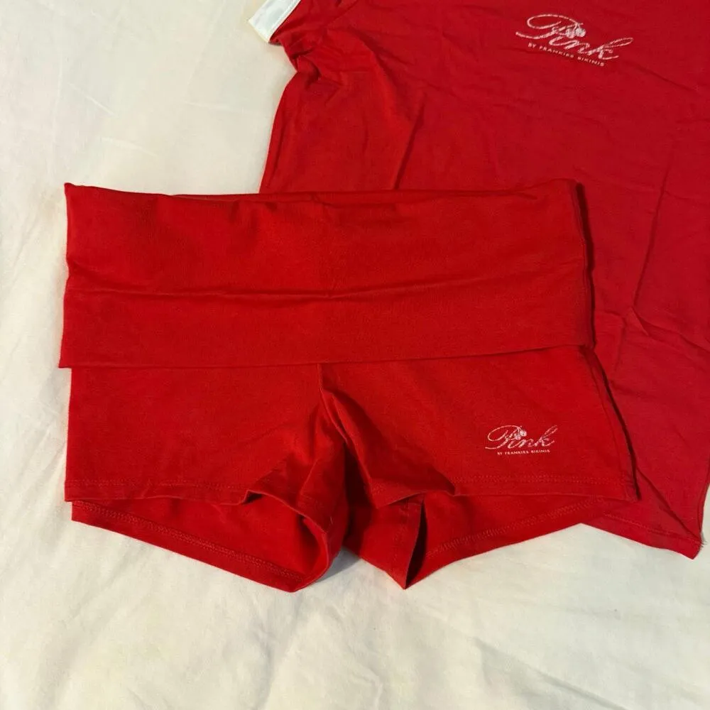 Frankie's Bikinis Brooklyn red shirt and shorts Set - Image 3