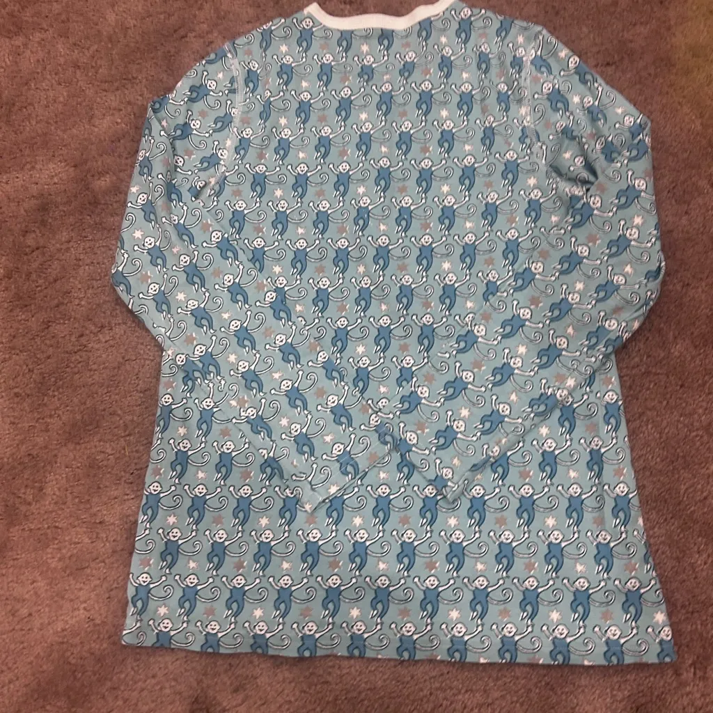 Roller Rabbit Blue Monkey Star Henley Pajamas Cotton Small New - Image 4