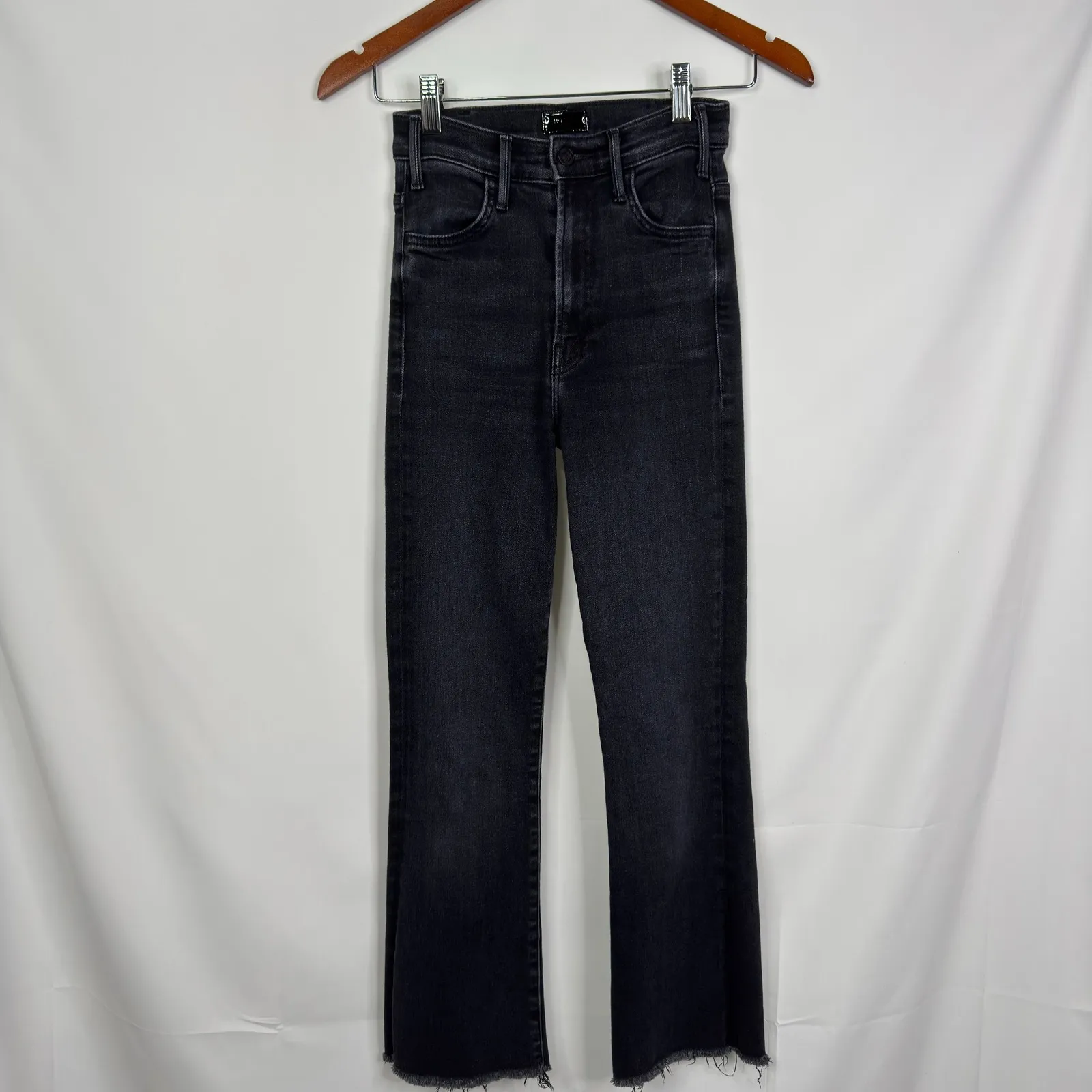 MOTHER The Hustler Ankle Fray Jeans Black Denim Women's Size 23 - Image 6