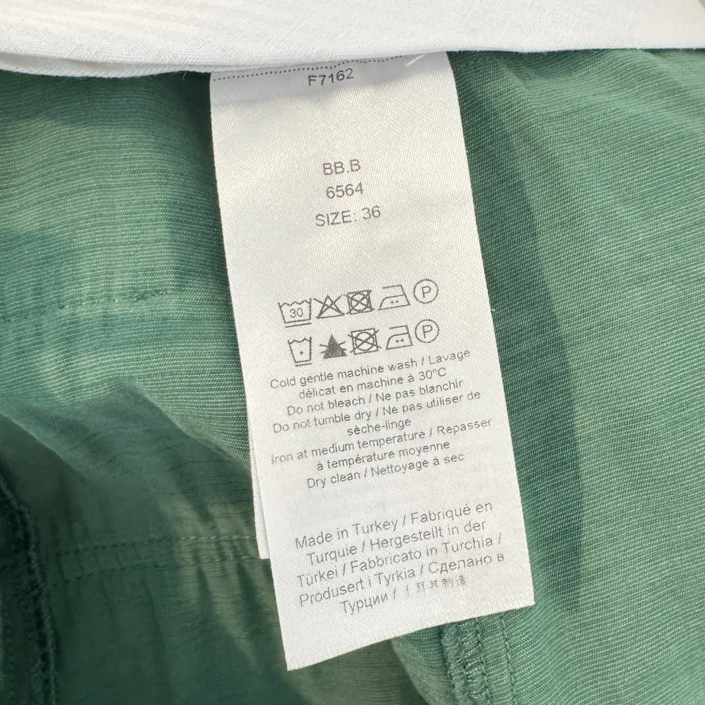 Ganni Wide Leg Cropped Utility Trouser Pants in Myrtle Green Preppy Work Size 4‎ - Image 8