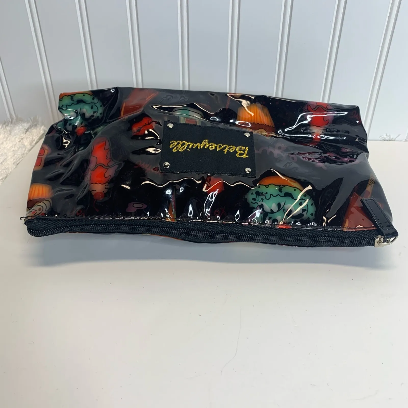 Betseyville Makeup Bag Black Plastic Cupcakes Sundaes Ice cream 11 x 6 x 3" - Image 4