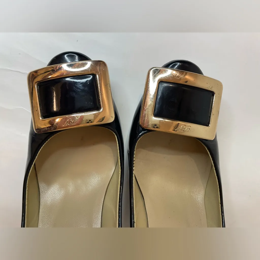 Roger Vivier‎ Belle Vivier Pumps Patent Black Leather Heels Size 6.5 (36.5) - Image 9