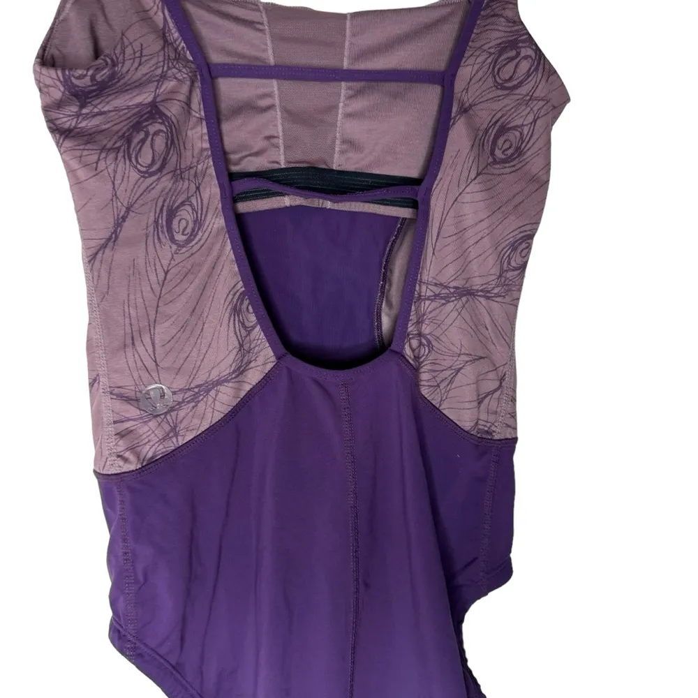 Lululemon Bodysuit Dance Leotard Purple Peacock Feathers 6 - Image 7