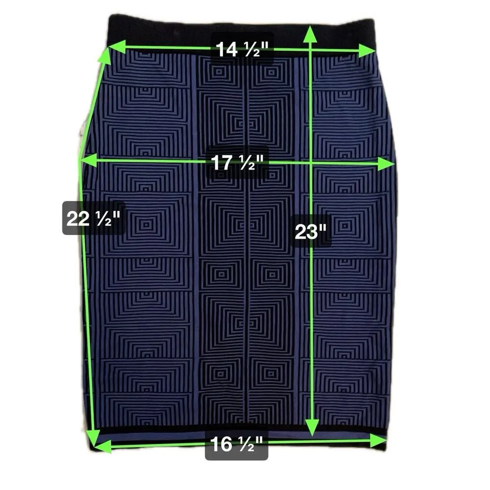 Studio M Blue Greek Key Stretch Pencil Skirt Size M NEW with Tags Rayon/Nylon Size M - Image 6