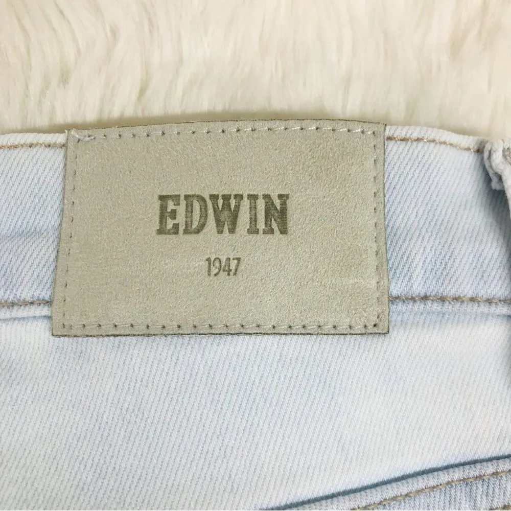EDWIN Bree Crop Slim Straight Jeans Distressed Cropped Light Wash Size 31 New Blue - Image 11
