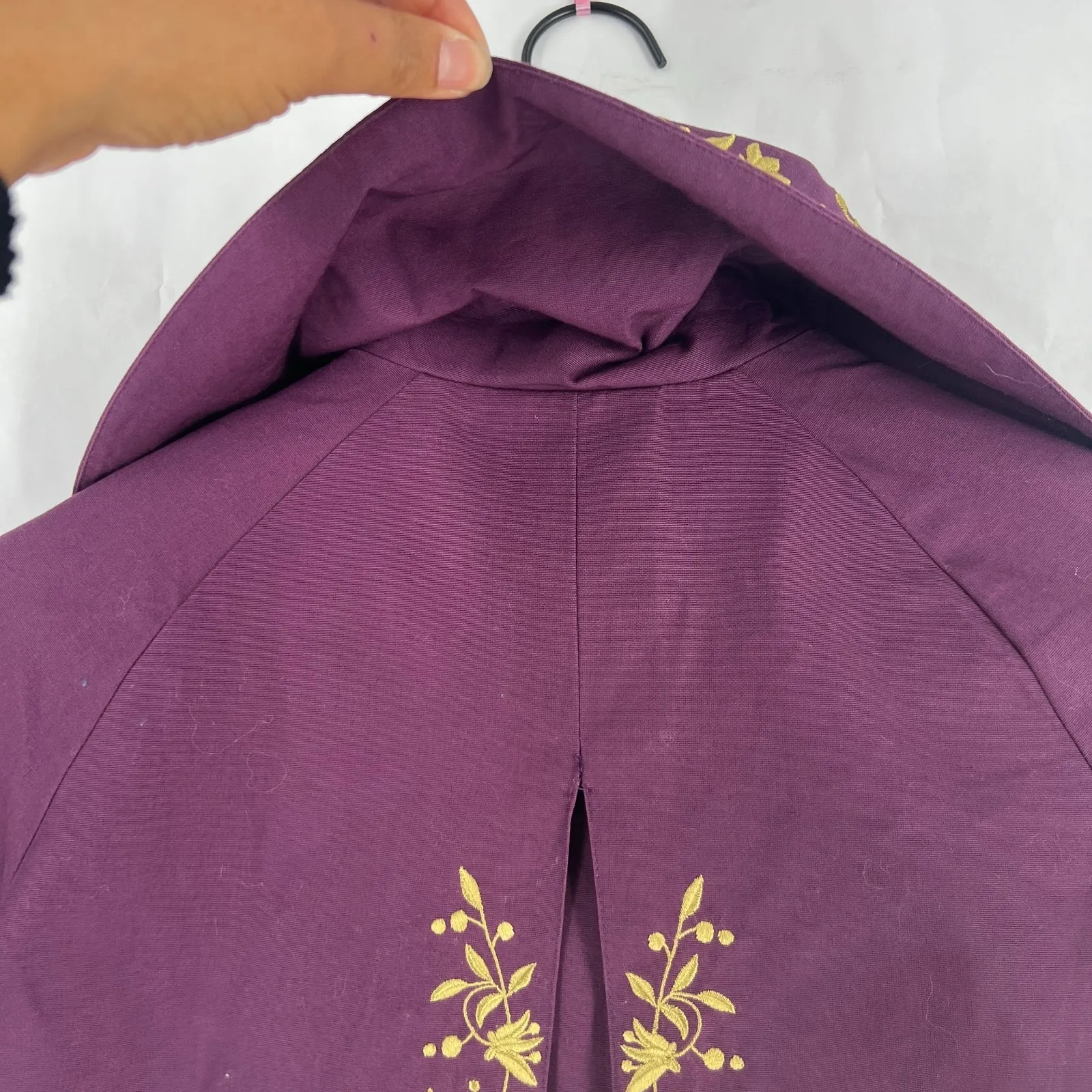 Anthropologie Odille Bolero Jacket Women's 2 Purple Gold Embroidered Cotton - Image 11