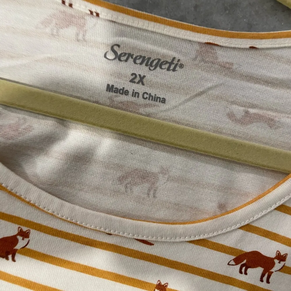 NWOT Serengeti Size 2X Mustard Stripe Red Fox Long Sleeve Crew Neck Tee Shirt Gold - Image 10