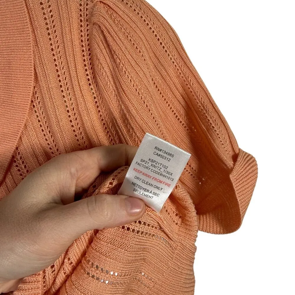 For Love and Lemons Phoebe Pointelle Polo Sweater Sherbert Preppy Womens Small - Image 6