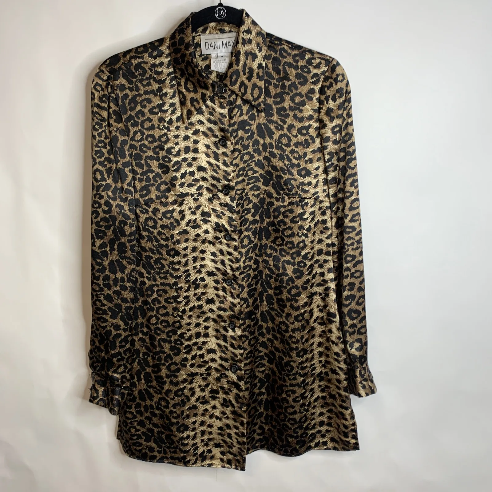 Cheetah Leopard Animal Print Satin Tunic Blouse Sz 8 Brown - Image 5