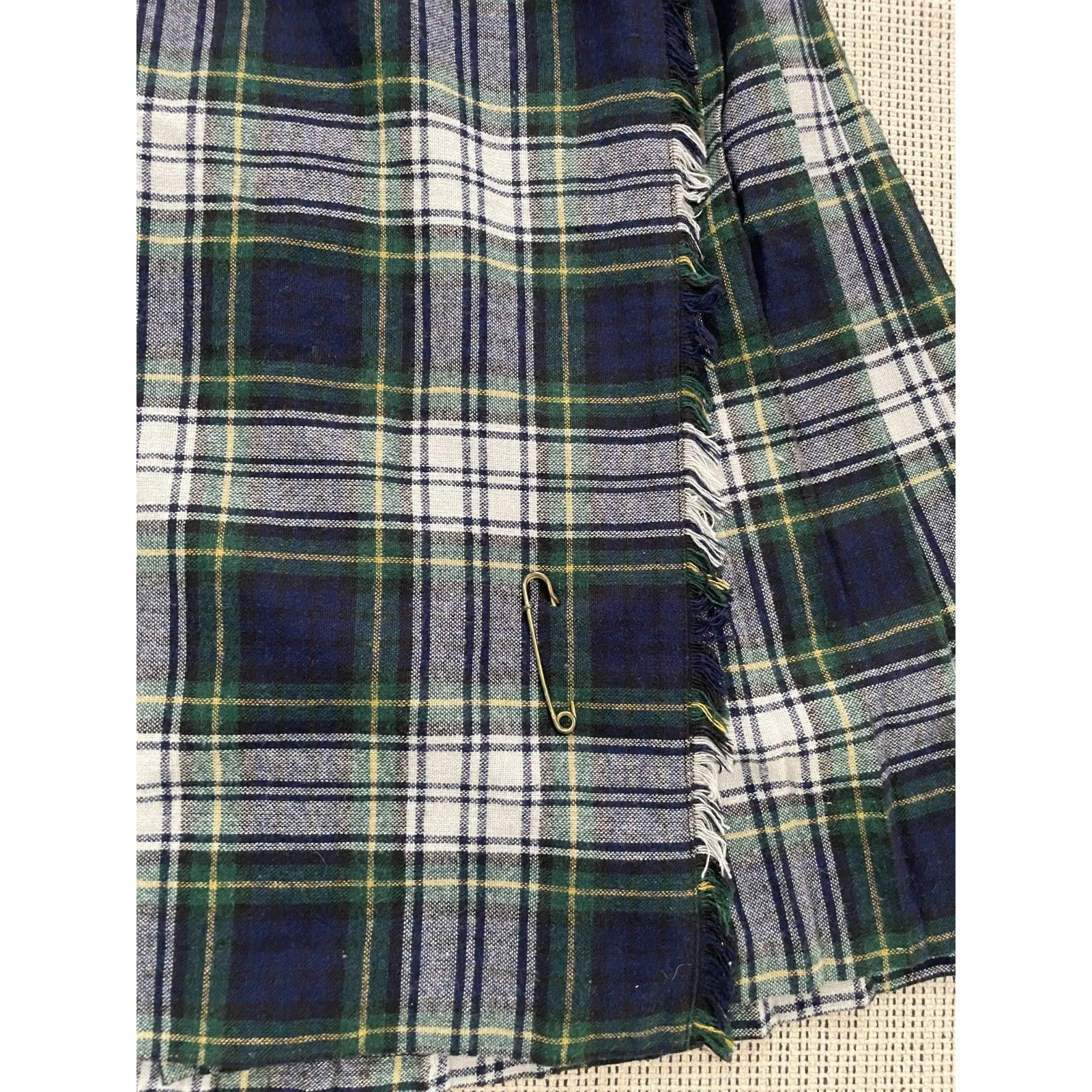 Vtg 80s Womens Small Plaid Wool Blend Skirt Made in USA Tartan Preppy Academia Blue - Image 4