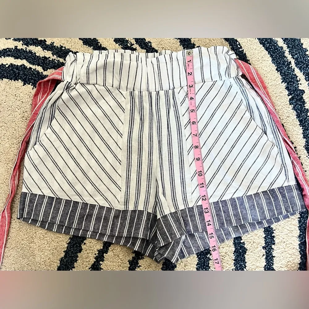 🆕Banjara, Blue and Shite Linen Shorts, Medium - Image 6