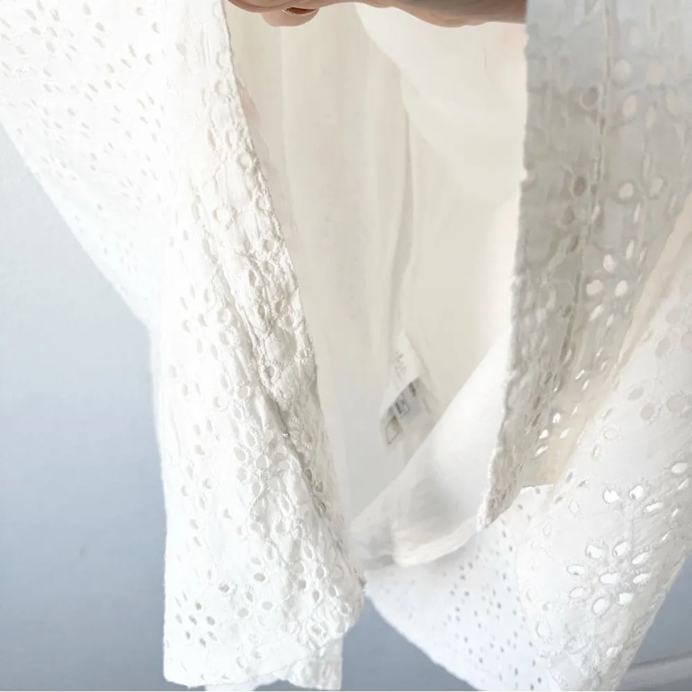 BA&SH Selya Broderie Anglaise Cotton Midi Shirt Dress in White - Image 7