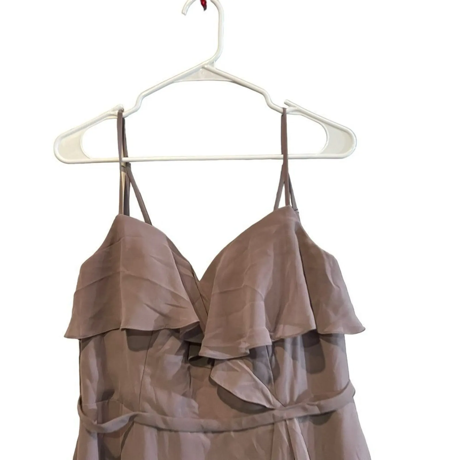 Azazie Bridesmaid Dress Womens C Dusty Mauve Purple V-Neck A-Line Maxi - Image 3