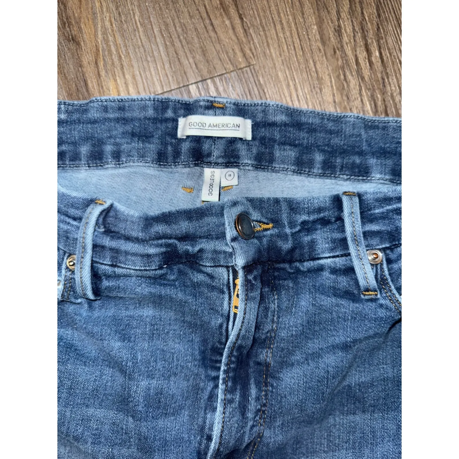 GOOD AMERICAN Good Legs High Rise‎ Skinny Jeans Blue Stripe Accent Size 18 - Image 4