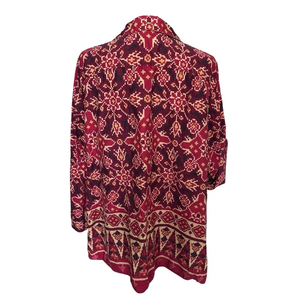 Lauren Ralph Lauren Women's Size 3X Lawn Gold Medallion Ikat Shirt Top‎ Aztec - Image 6