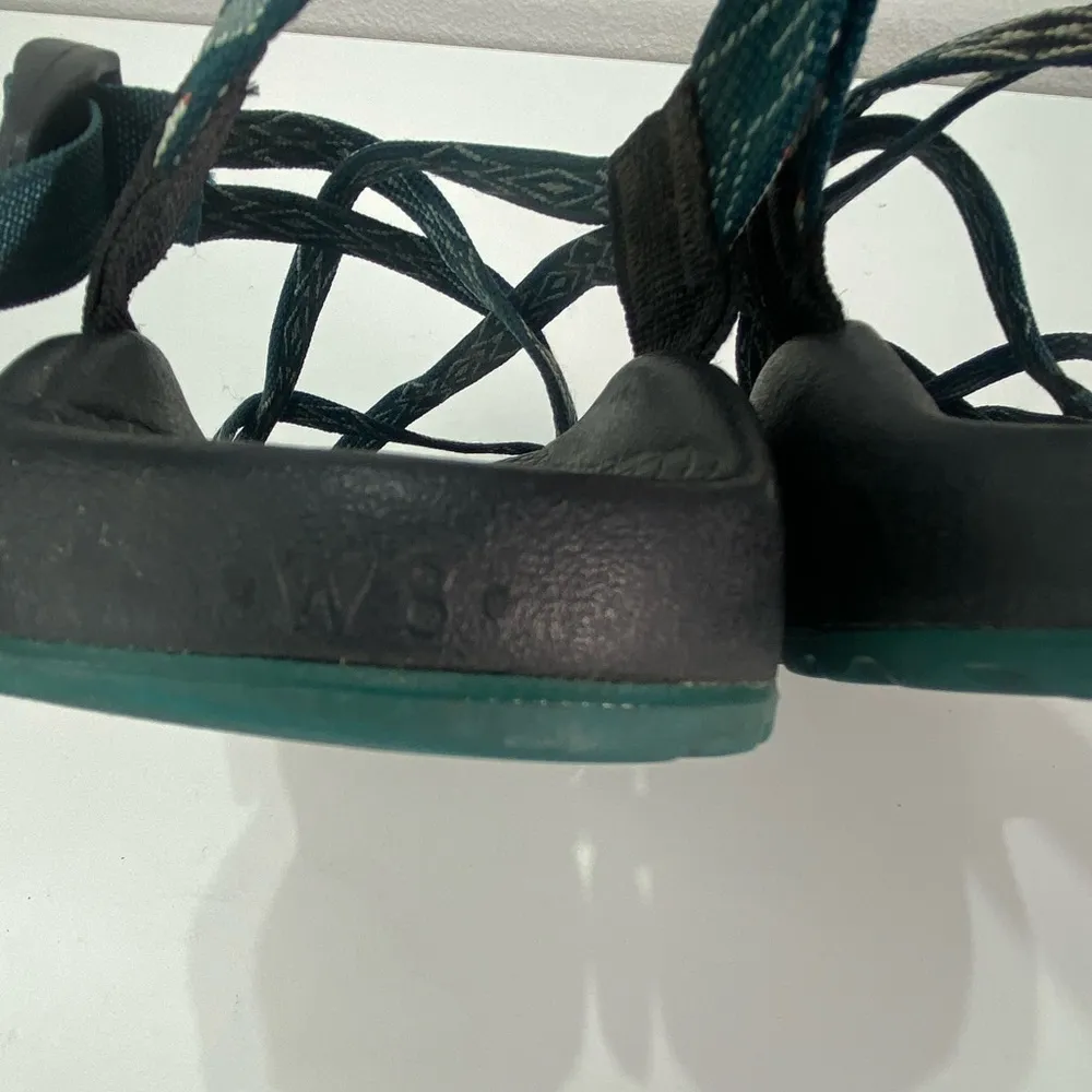 Chaco Sandals Teal Green Aztec Strappy Sling Back Women 8 Outdoor non marking - Image 7