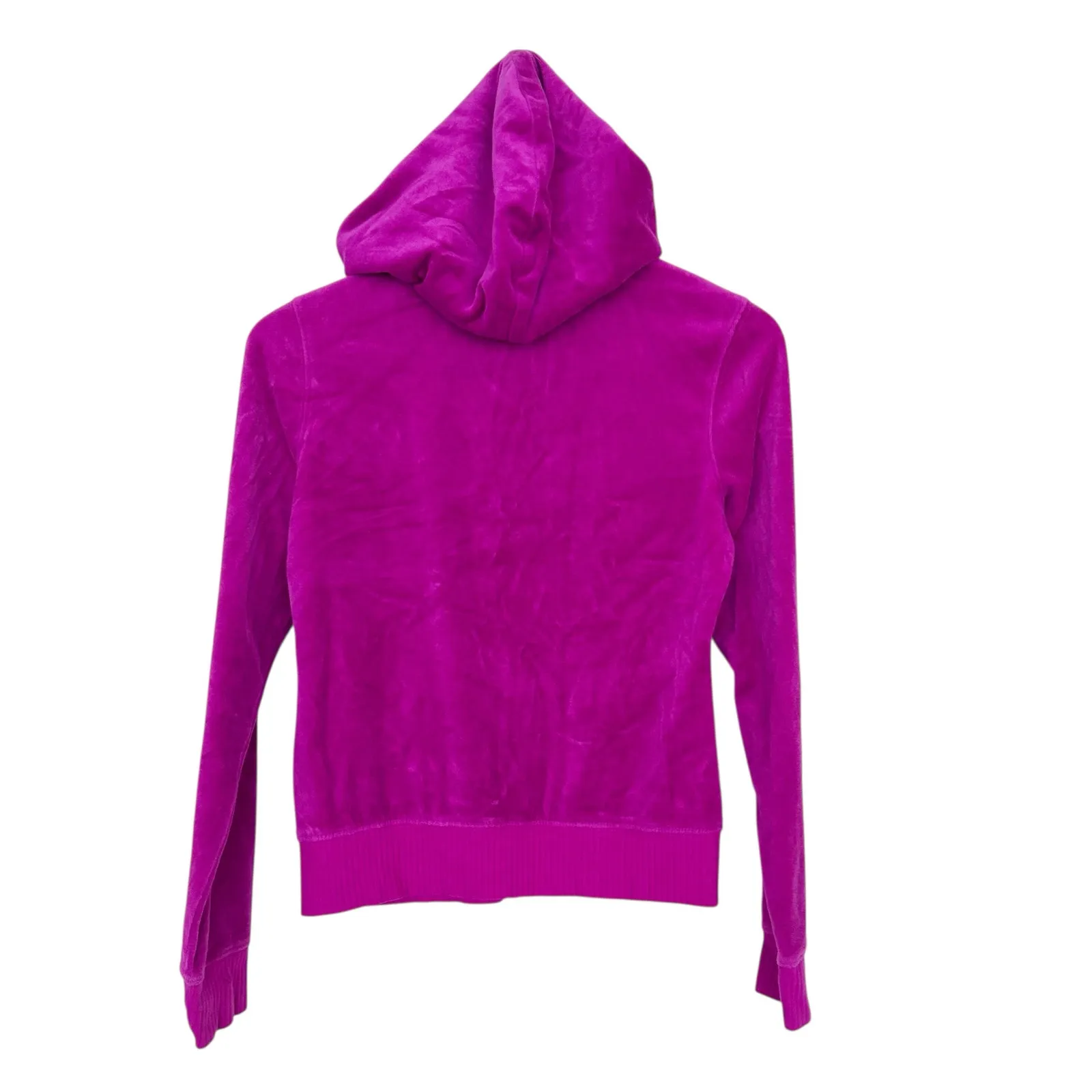 Plush & Lush Magenta Velour Full Zip Hoodie Sz S Pink - Image 5