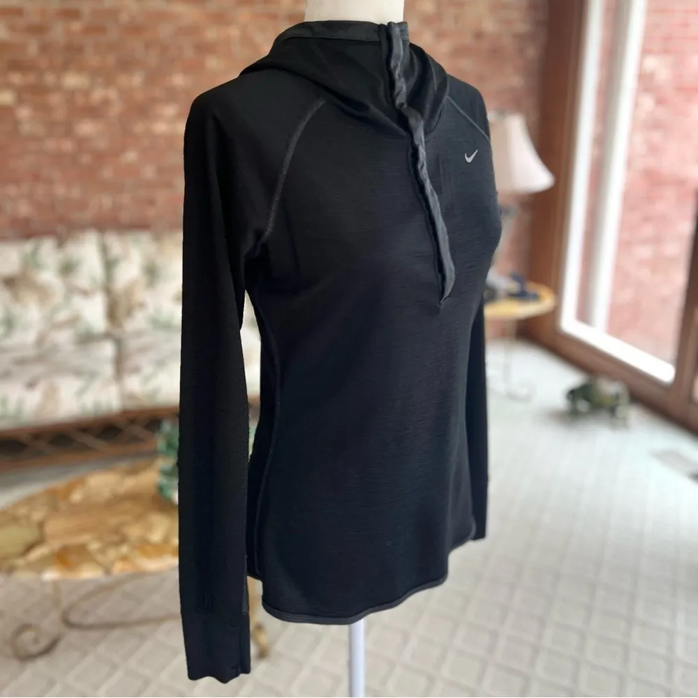 Nike Women’s Black Dri Fit Running Training Pullover Snap Hoodie M - Image 13
