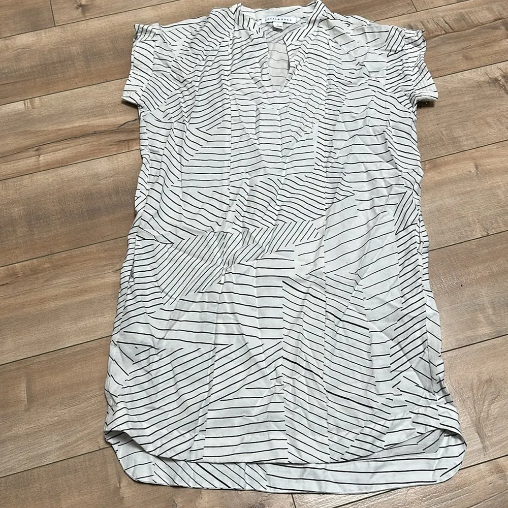 LOYAL HANA Blouse Womens Nursing Top Sleeveless High Low Geometric Black Sz S White - Image 3