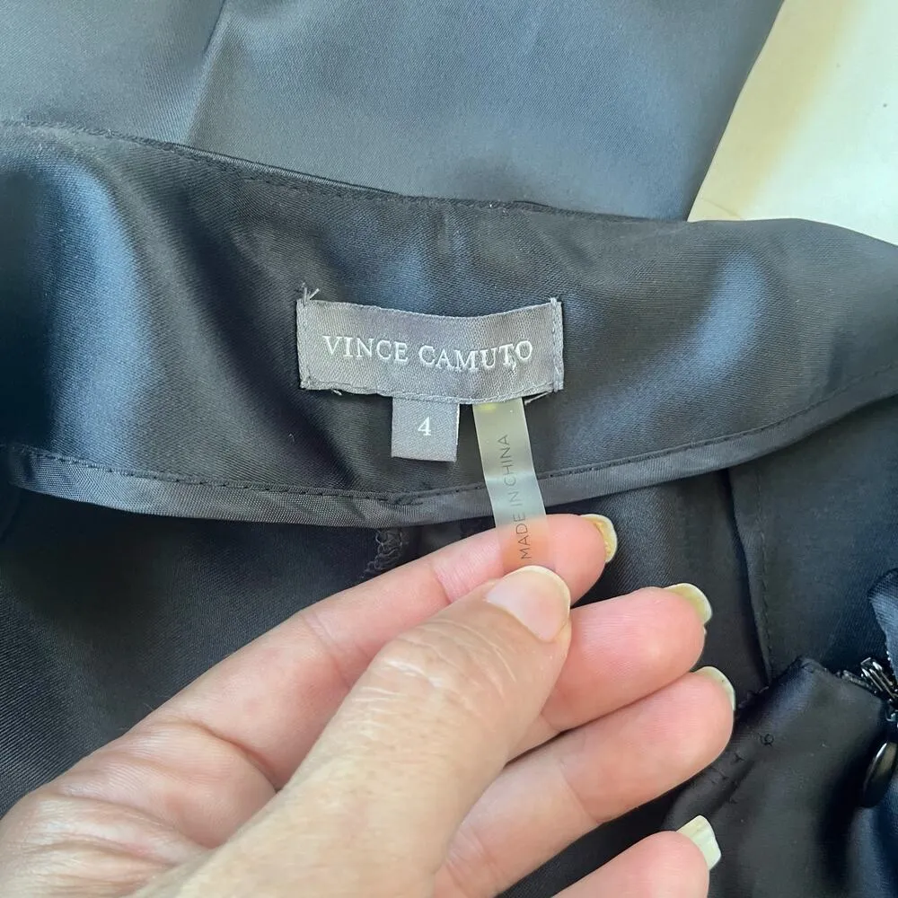 VINCE CAMUTO Satin Peg Leg Womens Pants Sz 4 Black Shiny Ankle Glam Goth Party - Image 8