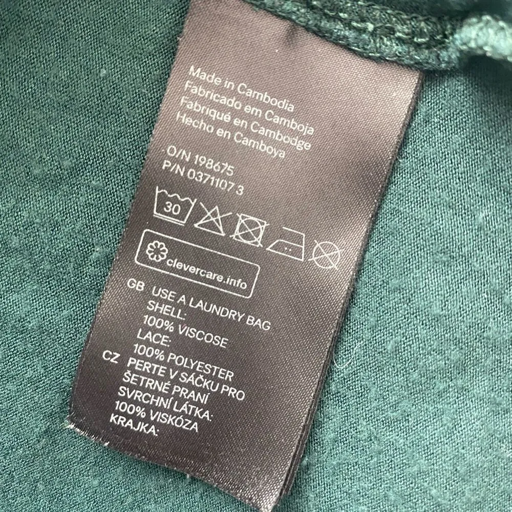 H&M Green Sleeveless Dress | Size S | Crochet Lace Neckline | Viscose - Image 5