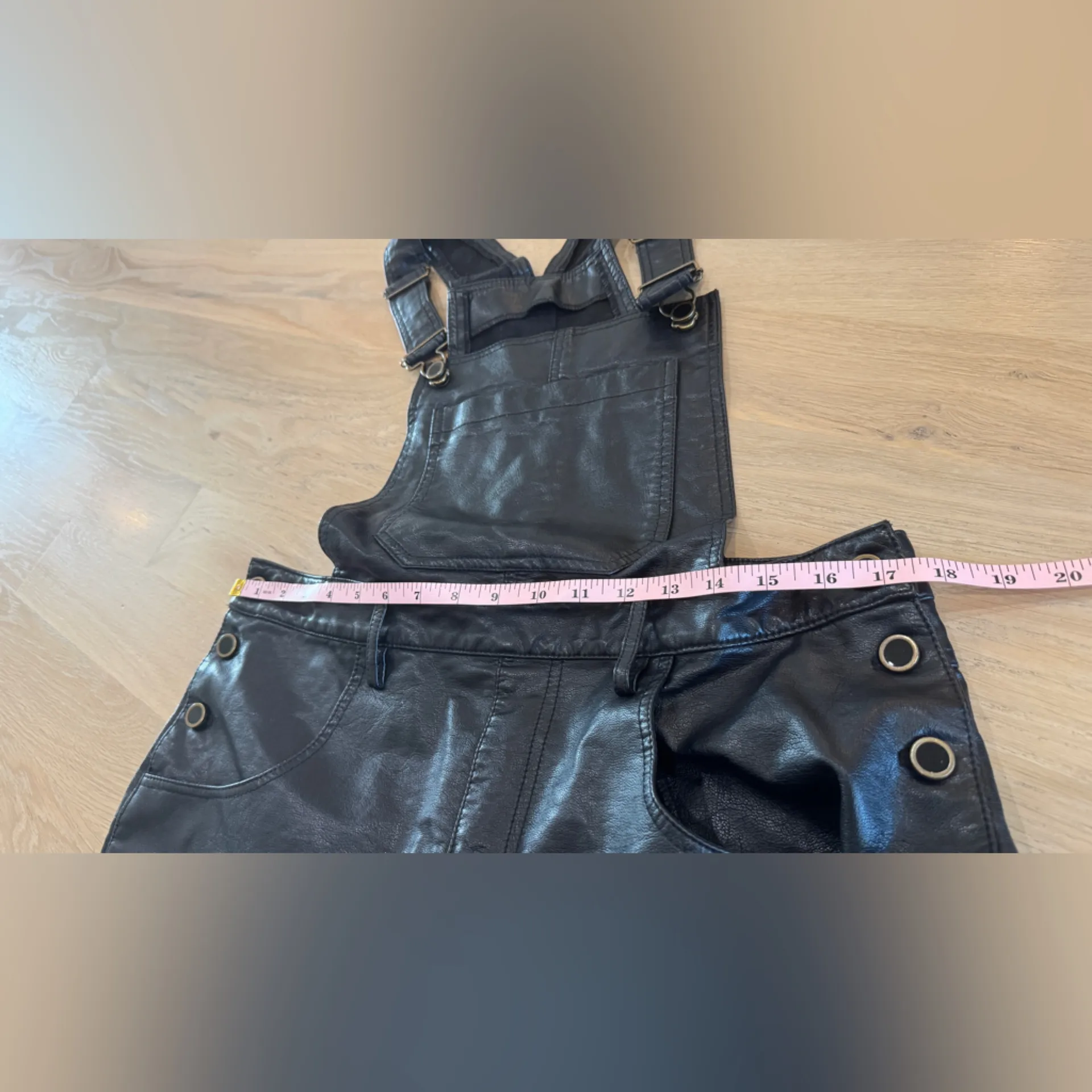 Avec Les Filles Vegan Leather Cargo Overalls black size large - Image 8