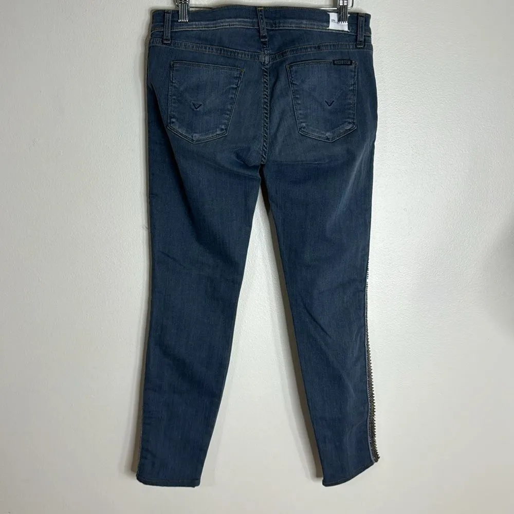 HUDSON Luna Embellished Studded Crop Super Skinny Leg denim jeans size 28 - Image 12