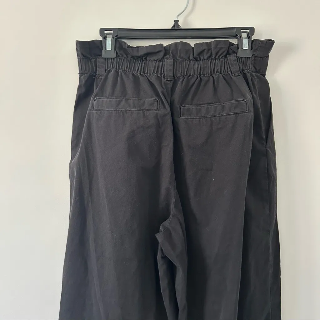 Everlane The Paper Bag Organic Cotton Super High Rise Wide Leg Chino Pants Black - Image 4